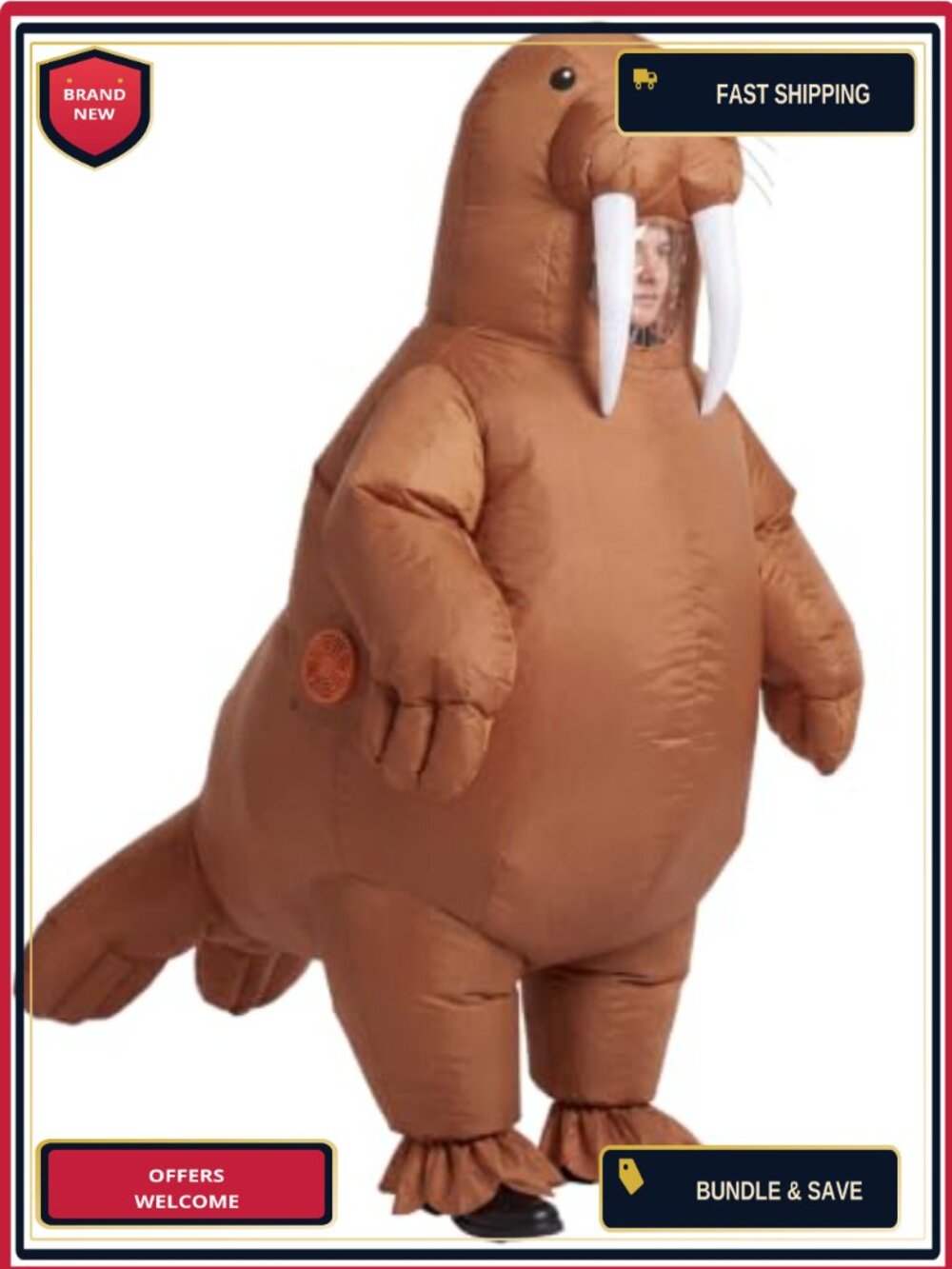 Inflatable Walrus Costume Adult 6.5 ft Halloween Cosplay Blow Up Suit
